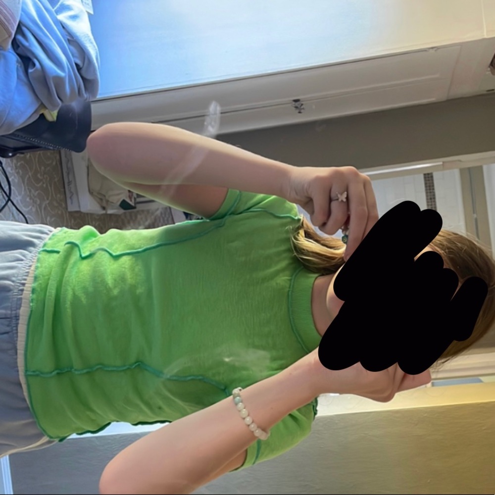 green undershirt gym tee sew stitch green youth kids XS BDG shirt